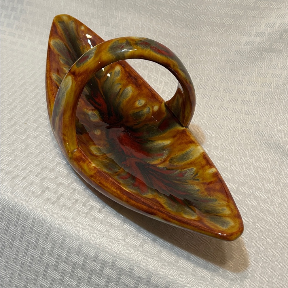 Artisan Ceramic Basket with Handle - Earth Tones
